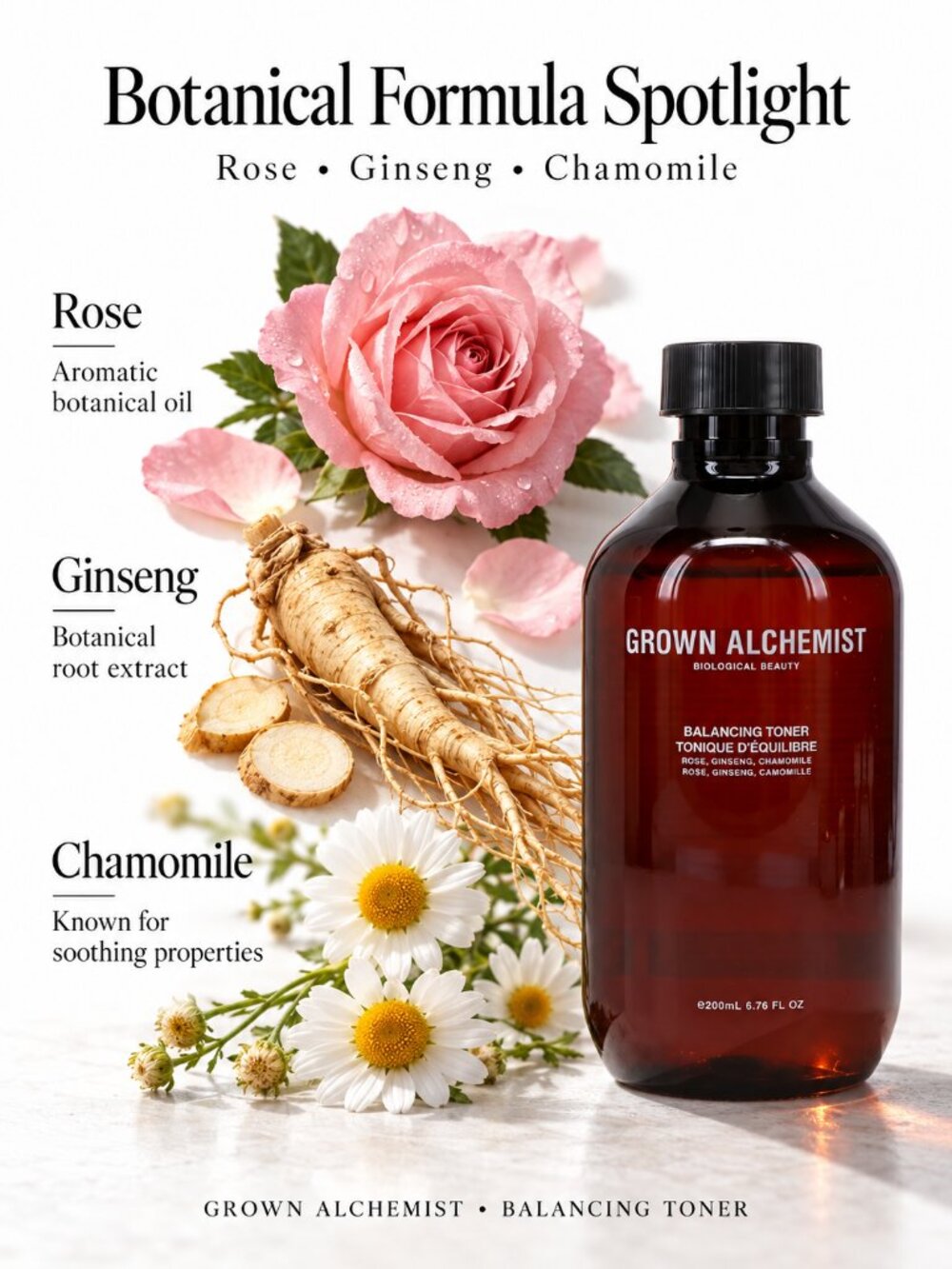 Grown Alchemist Balancing Toner Rose Ginseng Chamomile 200ml 6.76oz - Picture 3 of 5